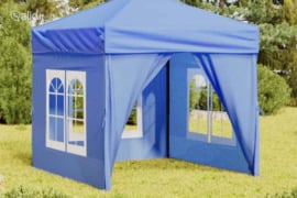 vidaXL Proginė palapinė su šoninėmis sienomis, mėlyna, 2x2m