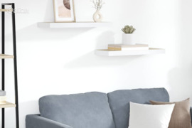 vidaXL Pakabinamos lentynos, 2vnt., ąžuolo/baltos, 60x23,5x3,8cm, MDF