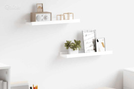 vidaXL Lentynos nuotraukų rėmeliams, 2vnt., baltos, 40x9x3cm, MDF