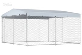 vidaXL Lauko voljeras šunims su stogu, 382x382x225cm