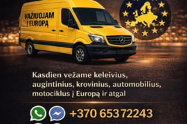 Keleivių*gyvūnų*siuntų*krovinių*motociklų*automobilių vežimas į Europą ir atgal