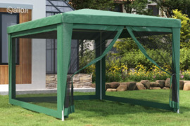 vidaXL Proginė palapinė su 4 tinklinėmis sienomis, žalia, 3x4m, HDPE