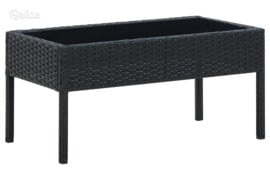 vidaXL Sodo stalas, juodos spalvos, 75x40x37cm, poliratanas