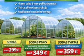 Šiltnamiai nuo 299 € Nemokamas pristatymas