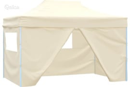 vidaXL Išskleidžiama palapinė su 4 šon. sienomis, 3x4,5m, krem. balta