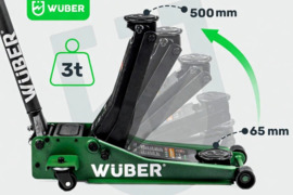 Žemo profilio hidraulinis domkratas su ratukais Wüber W22022 | dvigubas stūmoklis | 65-500 mm | 3 t