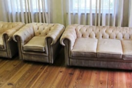 Chesterfield baldų komplektas 3+1+1 (Anilininė oda )