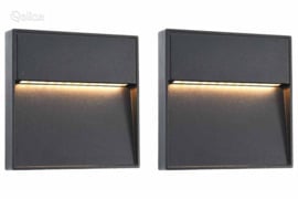 vidaXL Sieniniai LED lauko šviestuvai, 2vnt., juodi, 3W, kvadratiniai