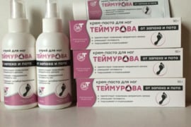 Teimurova pasta ir purškiklis kojoms nuo prakaitavimo