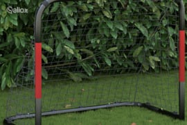 vidaXL Futbolo vartai su tinklu, raudoni ir juodi, 90x48x71cm, plienas