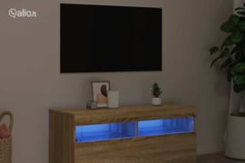 vidaXL Televizoriaus spintelė su LED apšvietimu, ąžuolo, 90x35x40cm