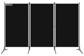 vidaXL Kambario pertvara, 3 dalių, juodos spalvos, 260x180cm