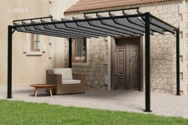 vidaXL Pavėsinė su žaliuzių stogu, antracito, 3x4m, audinys/aliuminis