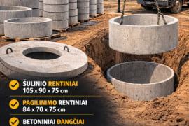Šulinio rentiniai, dangčiai, kasimo ir montavimo darbai