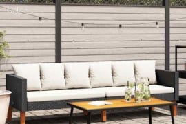 vidaXL Trivietė sodo sofa su pagalvėlėmis, juodos spalvos, poliratanas