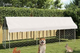 vidaXL Lauko voljeras šunims su stogu, 400x100x150cm