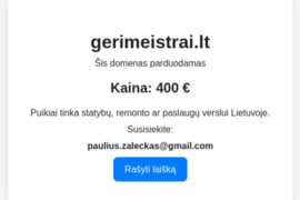 Parduodamas domenas gerimeistrai.lt (statybos, remontas)