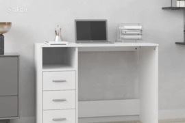 vidaXL Rašomasis stalas su stalčiais, baltas, 102x50x76cm, mediena