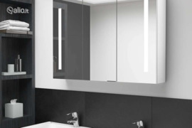 vidaXL Veidrodinė vonios spintelė su LED apšvietimu, balta, 89x14x62cm