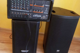 Aktyvus garso komplektas, stiprintuvas mixeris Yamaha ir 2 topai po 300W gražiai skamba 300€