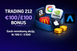 Trading 212 dovana iki 100€ akcijų