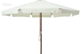 vidaXL Lauko skėtis nuo saulės su mediniu stulpu, smėlio baltas, 330cm