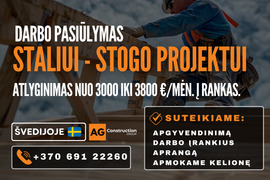 Plataus profilio stalius (stogo projektui) - darbas Švedijoje