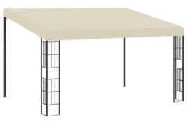 vidaXL Prie sienos montuojama pavėsinė, kreminė, 3x4m, audinys