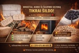 Beržo pjuvenų briketai- ilgiau deganti šiluma
