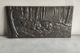 Didelis metalinis paveikslas bareljefas Šernai