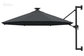 vidaXL Prie sienos montuojamas sodo skėtis su LED, antracito, 300cm