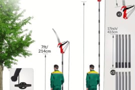 Aukštos, aukštasiekės šakų genėjimo žirklės pjūklas pjūklai, šakų teleskopinis sodo genėtuvas šakoms