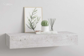 vidaXL Sieninė lentyna su stalčiumi, betono pilka, 60x23,5x10cm, MDF