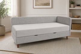 Viengulė lova 120x200cm “Bako” su čiužiniu ir patalynės dėže