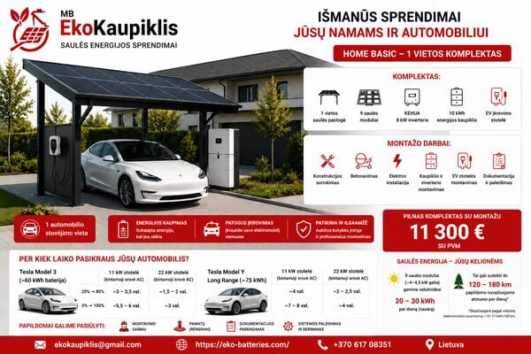 Išmani Saulės Automobilių Pastogė – Gaminkite, Kaupkite Ir Naudokite Savo Elektros Energiją!