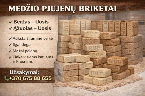 Medžio pjuvenų Briketai