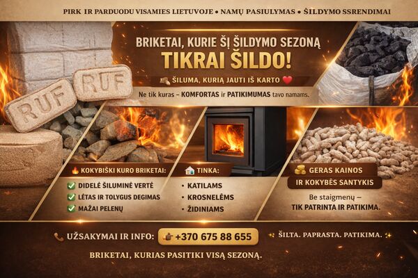 Bio kuras*Malkos*Briketai*Granulės
