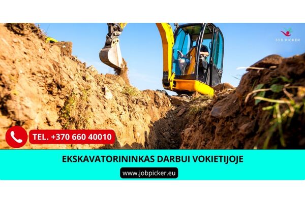 Ekskavatorininkas Vokietijoje | 3500–4200 €/mėn. į rankas | Nemokamas apgyvendinimas
