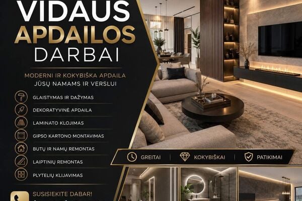 Profesionalūs Vidaus Ir Lauko Apdailos Darbai.
