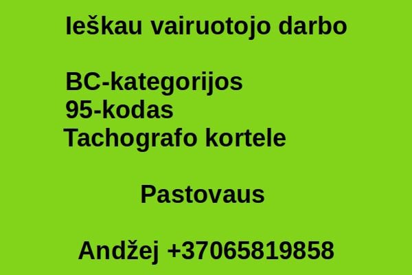 49vyras Vairuotojas BC-kategorijas