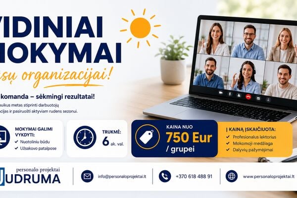 Vidiniai Mokymai Jūsų Organizacijai – Specialus Vasaros Pasiūlymas!