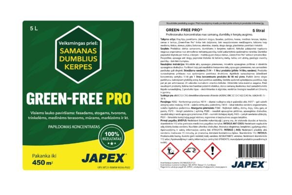 Green Free – tai profesionali priemonė, sukurta efektyviai naikinti samanas, kerpes, dumblius ...