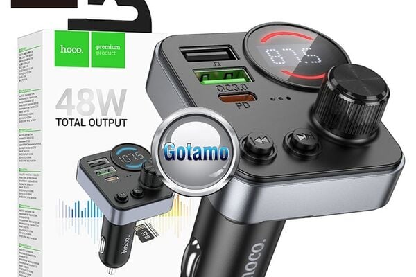 FM moduliatorius Hoco E86 su Type-C 30W ir USB QC 3.0 – iki 48W galia