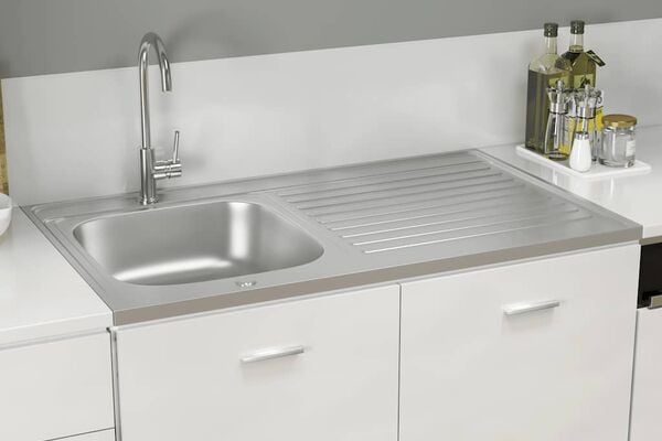 vidaXL Virtuvės plautuvė su padėklu, 1000x600x155mm, plienas