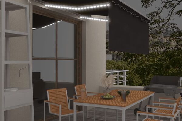 vidaXL Markizė su uždanga/LED/vėjo jutikliu, antracito, 3x2,5m