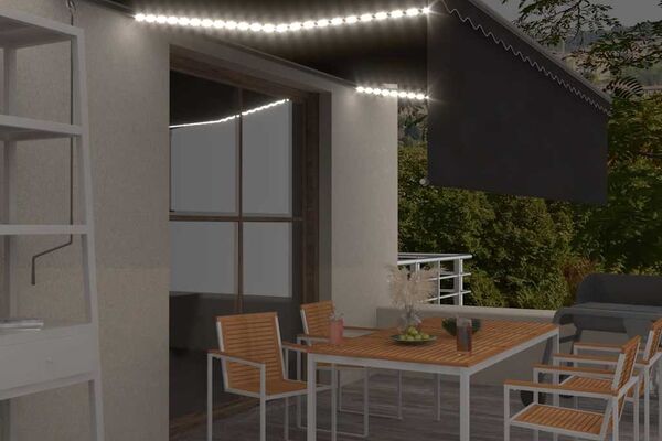 vidaXL Markizė su uždanga/LED/vėjo jutikliu, antracito, 5x3m
