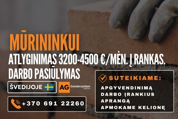Darbas Švedijoje - Mūrininkui