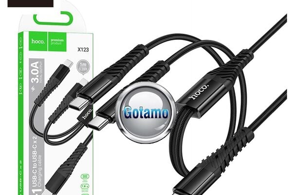 Type-C į 2x Type-C laidas 1 metras 60W Hoco WWW.GOTAMO.LT