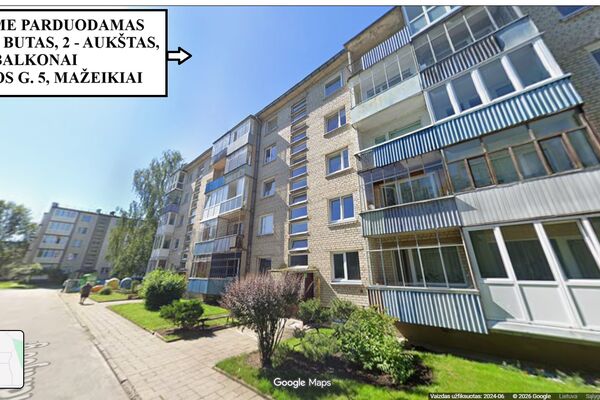 2 kambarių butas, su 2 balkonais, 2 aukšte, patogioje vietoje, Mažeikiuose