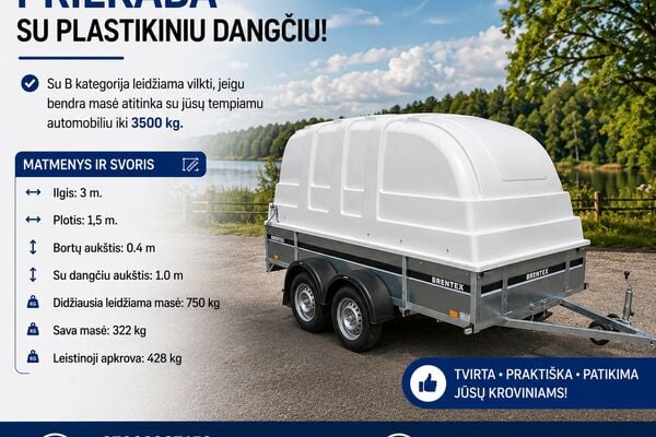 Priekabos Su Plastikiniu Dangčiu Nuoma Ieškote patikimos priekabos baldams, technikai, motociklui ar